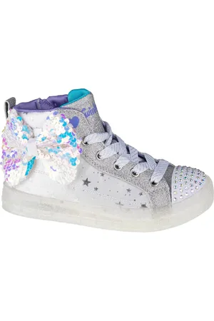Skechers Bílo-stříbrné dívčí tenisky Shuffle Brights 2.0 314015L-WSL