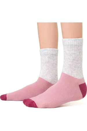 Steven Růžovo-šedé ponožky pro dívky Art.014 DO444, SIZE 32-34 PINK