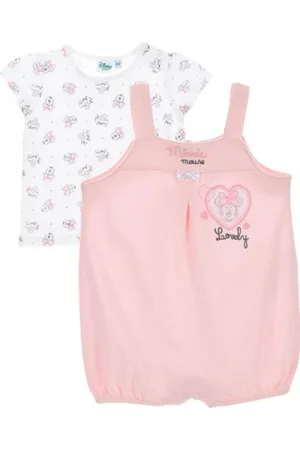 Minnie Disney dívčí růžový set tričko+overálek