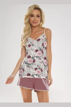 DeLafens Šedo-růžové květované pyžamo Finess 704 Finess w/r S-2XL