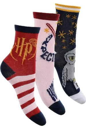 Harry Potter Trojbalení dívčích ponožek - červená/růžová/černá