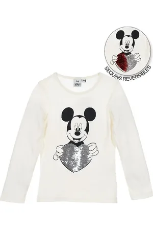 Mickey Mouse Dívčí bílé tričko s oboustrannými flitry