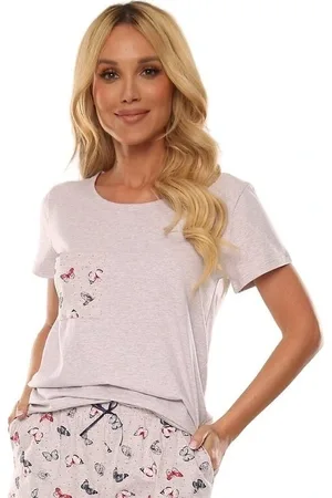 DeLafens Béžové melanž pyžamo Mariposa 614 Mariposa kr/r S-2XL