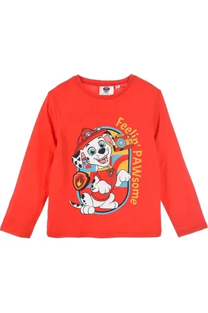 Paw Patrol Červené chlapecké tričko s dlouhým rukávem - Marshall
