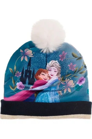 Frozen Disney vzorovaná modrá čepice s bambulí