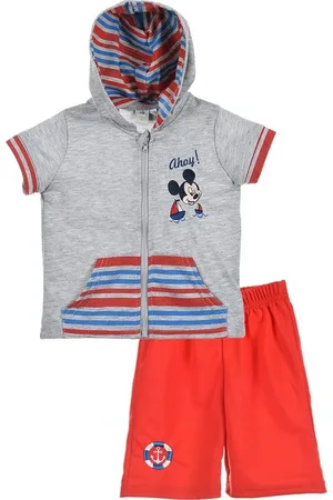 Mickey Mouse Chlapecká šedo-červená letní souprava