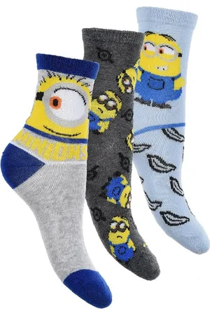 Minions Set chlapeckých ponožek - šedá/modrá/žlutá