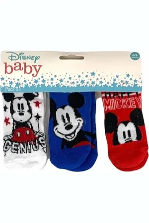 Mickey Mouse Set tří párů ponožek - bílá/modrá/červená