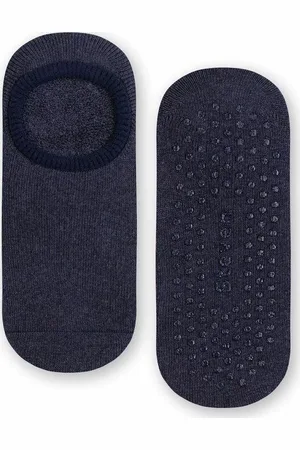 Steven Tmavě modré protiskluzové nízké ponožky pro děti Art.134 XG011, DENIM MELANGE ABS