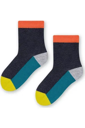 Steven Barevné chlapecké ponožky Art.138 KP272, DENIM MELANGE