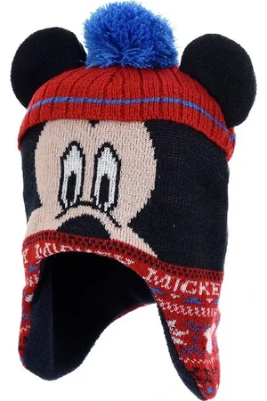 Mickey Mouse Černo-červená zimní čepice ve tvaru
