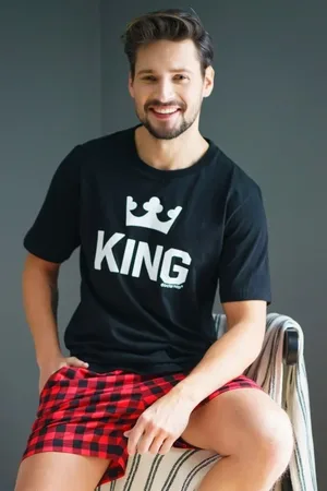 Doctor Nap Černo-červené kárované pyžamo King