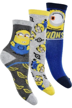 Minions Set chlapeckých ponožek - šedá/modrá/tmavě šedá
