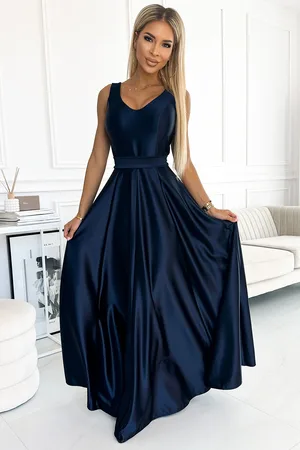 Numoco Tmavě modré společenské maxi šaty CINDY 508-1 dark blue