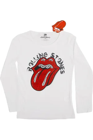 Basics from Amsterdam Rolling Stones bílá dívčí halenka s potiskem