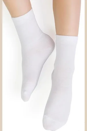 Steven Bílé bambusové ponožky pro děti Art.145 ZK040, WHITE