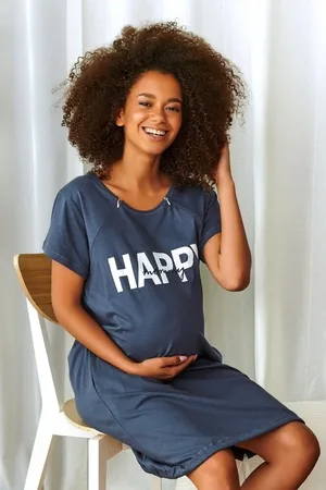 Doctor Nap HAPPY MOMMY TMAVĚ MODRÁ TĚHOTENSKÁ A KOJÍCÍ KOŠILE SE ZIPY