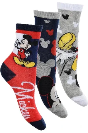 Mickey Mouse Trojbalení chlapeckých ponožek Mickey Disney - červená/modrá/šedá