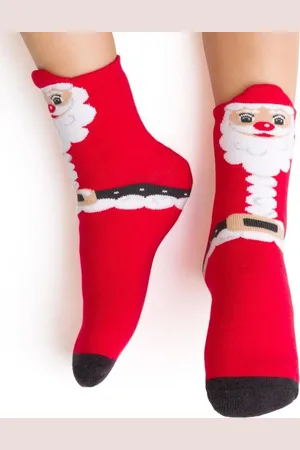 Steven Červené dětské vánoční ponožky - Santa Art. 096 HN035, RED