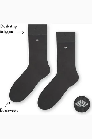 Steven Černé pánské hladké bavlněné ponožky Art. 056 I097, GRAPHITE - PRESSURE FREE
