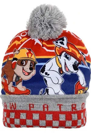 Paw Patrol Šedo-červená chlapecká čepice s bambulí