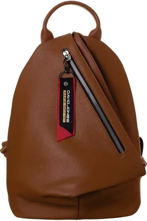 David Jones Hnědý trojúhelníkový batoh CM6008 COGNAC