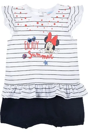 Minnie Disney - bílo-modré pruhované dívčí body
