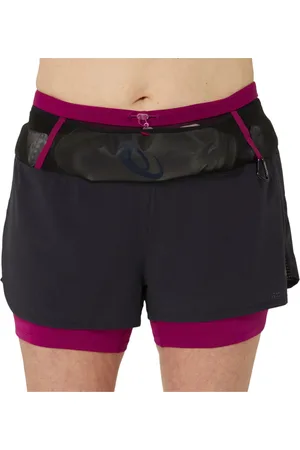 Asics Růžovo-černé běžecké kraťasy Fujitrail 2-N-1 Short 2012C719-002