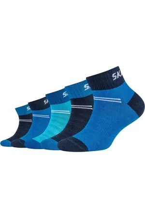 Skechers Sada modrých sportovních ponožek Mesh Ventilation Quarter Boys and Grils 5PPK Socks SK42055-5801