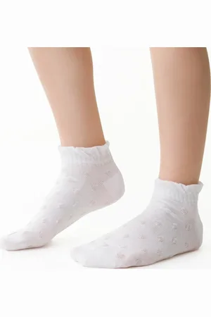 Steven Bílé kotníkové dívčí ponožky Art.004 ZH012, WHITE 3D