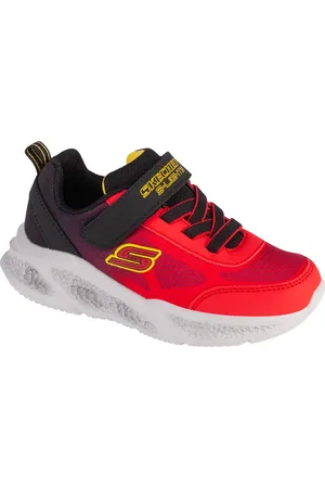 Skechers Červeno-černé dětské svítící tenisky Meteor-Lights - Krendox 401495N-RDBK