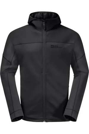 Jack Wolfskin Černá pánská fleecová bunda Hirschberg Hooded FZ M 1710881-6000