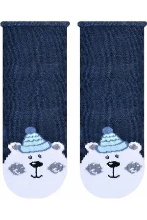 Steven Tmavě modré ponožky pro děti - zimní motiv Art.138 KS127, DENIM