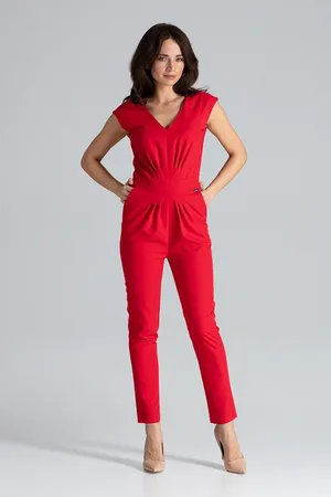 LENITIF Červený elegantní overal K496 Red