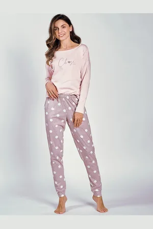 Taro Pudrové pyžamo s puntíky Libby 3214 Libby dł/r S-XL