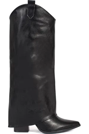 SHELOVET Černé dámské kozačky v kovbojském stylu na podpatku, podpatek 9 cm RXJ-257B