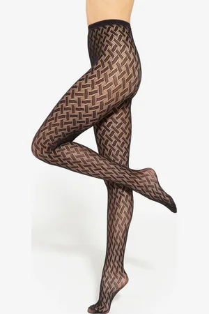 Gatta Černé silonky s geometrickým vzorem Runway