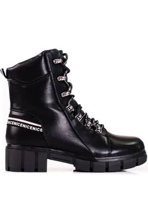 SHELOVET Černé dámské šněrovací workery H1182B