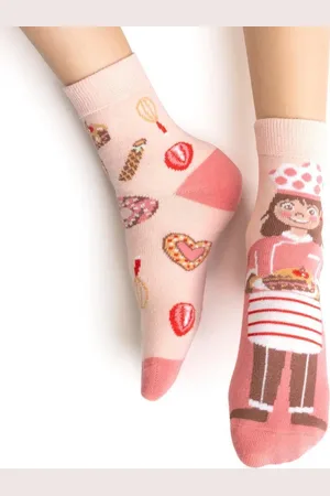 Steven Růžové vzorované ponožky pro dívky Art.138 KP330, PINK