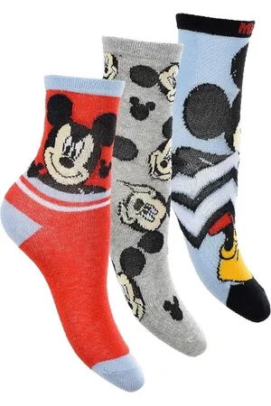 Mickey Mouse Chlapecký set ponožek - červená-šedá-tyrkysová