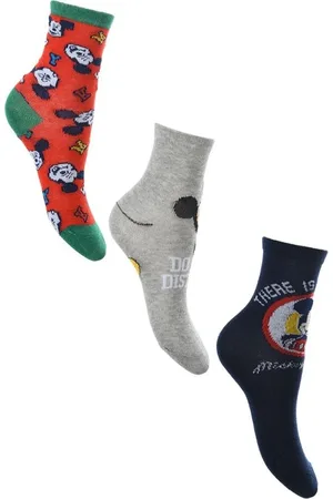 Mickey Mouse Set chlapeckých ponožek Mickey - červená, šedá, modrá