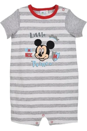 Mickey Mouse šedý pruhovaný letní overal