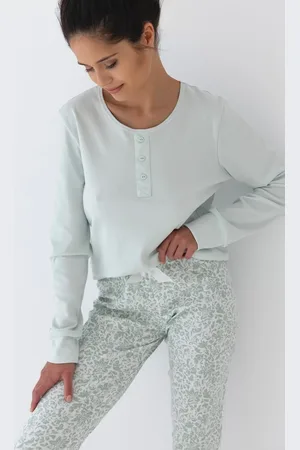 Sensis Mintové dlouhé pyžamo Olive Interlock dł/r S-XL