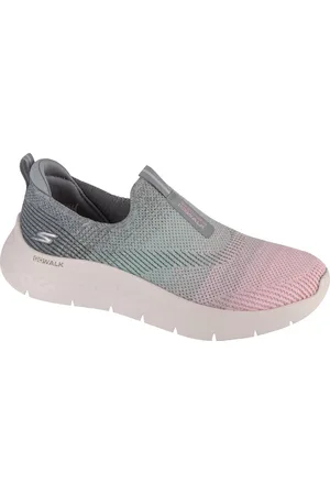 Skechers Šedo-růžové dámské slip-on tenisky Go Walk Flex - Cali Sunset 124827-GYMT