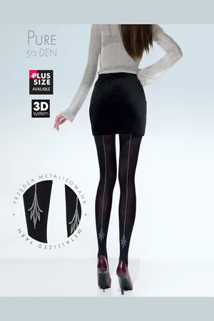Knittex Černé silonky s jemným metalizovaným vzorem Pure 3D 50 den 2-4