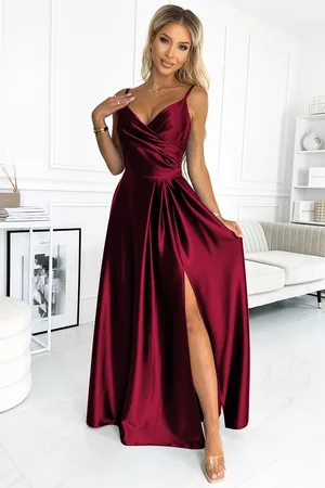 Numoco Elegantní vínové maxi šaty DANIELE 299-13 bordo