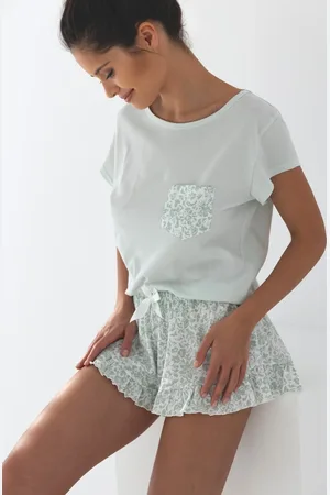 Sensis Mintové krátké květované pyžamo Martha kr/r S-XL