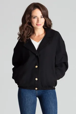 LENITIF Elegantní bunda s límcem L075 Black