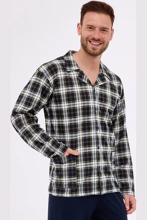 Cornette Černé kárované pánské pyžamo 114/73 dł/r M-2XL