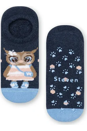 Steven Tmavě modré dívčí protiskluzové nízké ponožky Art.134 XG025, NAVY BLUE ABS